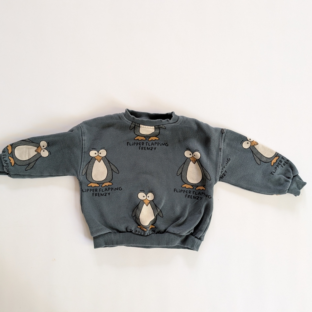 Zara PENGUIN SWEATSHIRT BLUE / GRAY